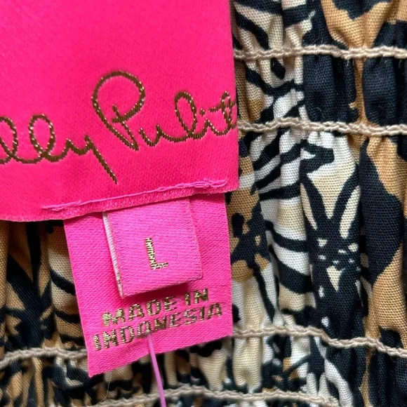 NWT Lilly Pulitzer Beyonca Long Sleeve Smocked in Rattan Walk on the Wild Side - Picture 3 of 6